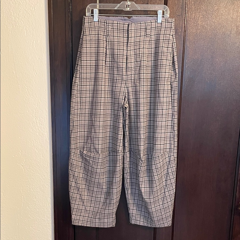 Free people clad wide barrel leg crop pants